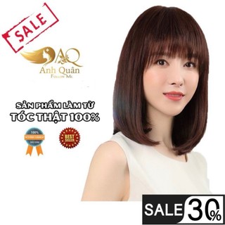 Tóc giả nữ Shop Tóc Anh Quân, Tóc giả làm bằng tóc thật 100% dáng ngắn ngang vai mềm mượt phong cách Hàn cực dễ thương