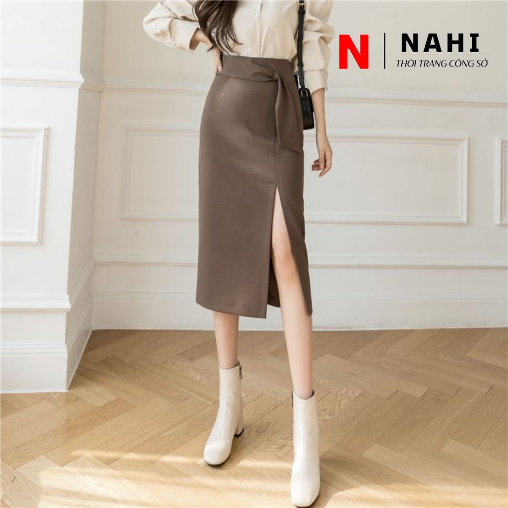 Chân váy dài xẻ tà 70cm Nh50 - Chân váy xẻ tà - Chân váy xẻ tà dáng dài vạt chéo, vải mềm thoáng mát