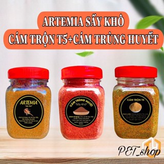 Cám Trộn T5 + Artemia sấy khô + Cám Trùng Huyết combo dành cho cá bảy màu, betta trưởng thành giúp cá phát triển tốt.