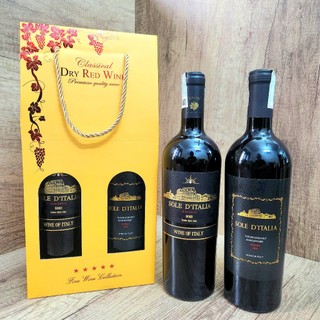 Túi quà hai chai rượu Sole'd Italia ngọt - chát 750ML đẳng cấp sang trọng