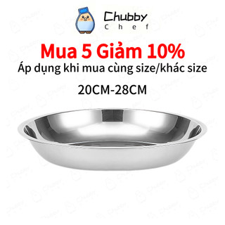  Đĩa inox trơn kiểu Hàn Quốc Chubby Chef dùng được trên bếp từ có phản đường kính 20-28cm 