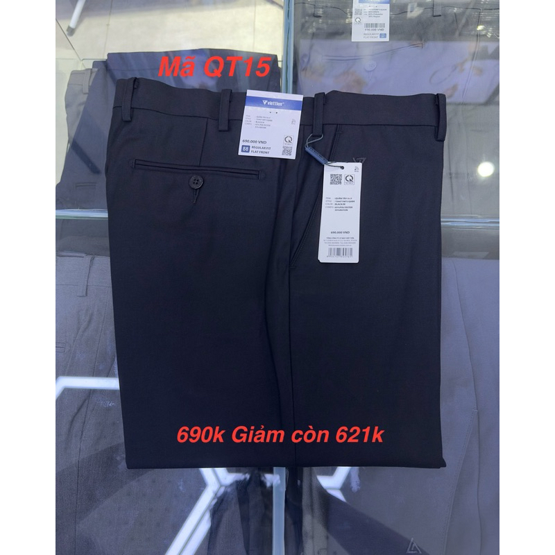 Quần Tây nam - Quần Âu nam Việt Tiến, màu ĐEN - XANH ĐEN, Form Regular, Regular Fit, Chất liệu mềm mịn🍀(chiều dài 109cm)