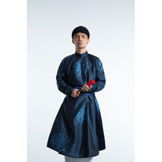 Cổ phục - Áo Ngũ Thân  nam vải tafta in hoạ tiết cao cấp 2 lớp