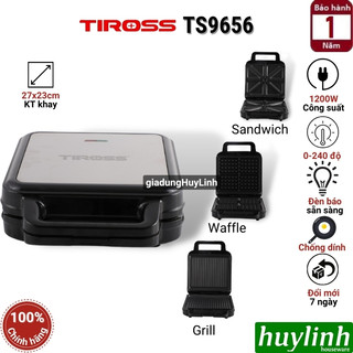 Máy làm - nướng bánh sandwich hotdog waffle Tiross TS9656 - 3 trong 1 - 1200W