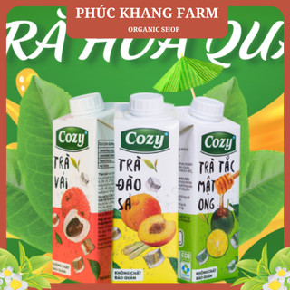 Trà hoa quả uống liền Cozy chai Pet 225ml lốc 4 chai , không chất bảo quản, thanh nhiệt cơ thể