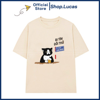 Áo Thun In Chữ ĐI TÌM ĐỐI THỦ Mặc Đi Nhậu Slogan Meme Hài Hước Unisex Nam nữ Shop.Lucas