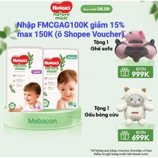 Combo 4 Tã quần Huggies Nature Made NB60,S82,M58/M64,L44/L54,XL38/XL44,XXL26 M33,L24,XXL26