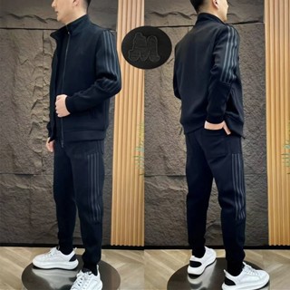 Bộ quần áo thu đông nam 2 lớp thêu logo chữ M Chitotrend, Bộ thể thao thu đông nam TÚI KHÓA