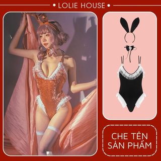 Bodysuit cosplay thỏ hầu gái playboy sexy bằng nhung có bờm tai thỏ bunny LOLIE HOUSE - CP14