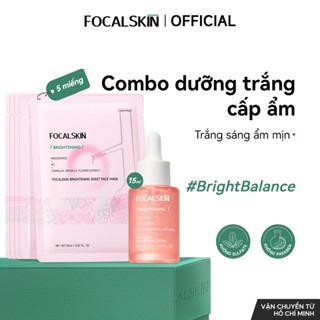 Serum Trắng Da + 5 Mặt Nạ Giấy FOCALSKIN Dưỡng Ẩm Trắng Sáng Da Mờ Thâm Mụn Thâm Nám 15ml + 25ml*5