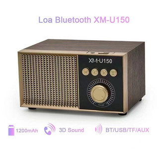 Loa Bluetooth XM-U150 công suất 8W vân gỗ loa không dây để bàn âm thanh 3D, kiểu dáng hoài cổ đa dạng kết nối