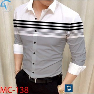  ÁO SƠ MI NAM DÀI TAY ÁO SƠ MI CÔNG SỞ VẢI LỤA MỀM MIN THOÁNG MÁT IN 3D GIỮ MÀU SẮC BỀN LÂU TỪ 40-90 KG 