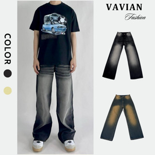 Quần jean nam nữ, quần bò ống rộng UNISEX, quần jean wash lưng cao dáng suông siêu thời trang cá tính - Vavian Store