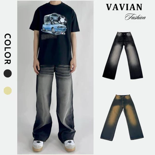 Quần jean nam nữ, quần bò ống rộng UNISEX, quần jean wash lưng cao dáng suông siêu thời trang cá tính