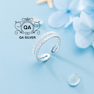 Nhẫn bạc 925 hai tầng xích khảm đính dải đá nữ S925 LAYER QA SILVER Ring RI240802