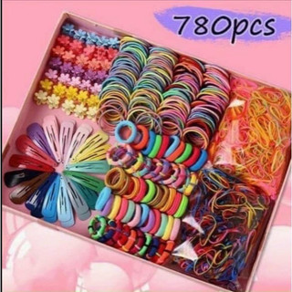 Hộp thun cột tóc kẹp tóc 780 chi tiết cho bé gái