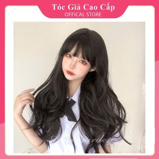Tóc giả nguyên đầu xoăn lửng 50cm- tặng kèm lưới trùm, C1574