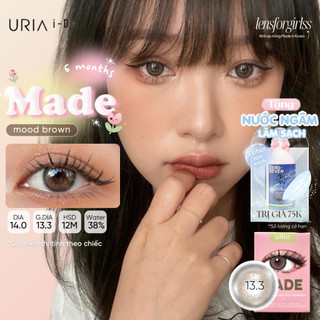Kính áp tròng sz GIÃN TRÒNG xám tây có viền MADE MOOD BROWN chính hãng URIA I-DOL | Lens cận | LENSFORGIRLSS