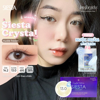 Kính áp tròng nâu SIESTA CRYSTAL NUDE HAZEL dành cho mắt nhạy cảm chính hãng SIESTA | Lens cận | LENSFORGIRLSS