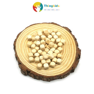 Bộ 100 Hạt Gỗ Trơn Thingkids - Đồ Chơi Tập Đếm, Tư Duy Toán Học, Xúc Xắc, Ô Ăn Quan Cho Bé