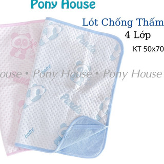 Miếng Lót Chống Thấm 4 Lớp Siêu Mềm, Mịn, Thoáng Cho Bé Sơ Sinh Giặt Máy Được KT 50x70cm