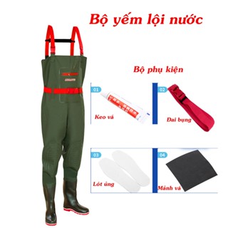 Bộ yếm lội nước loại dày, cao cấp phong cách cá tính, lịch lãm có túi đựng đồ, mặc cao đến nách