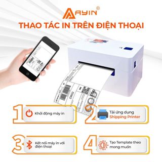 Máy in nhiệt Máy in đơn hàng mini AYIN 368BT in bluetooth từ điện thoại khổ in A7 bảo hành 12 tháng