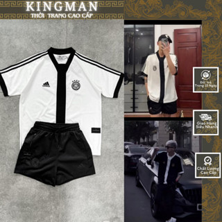 Áo phông adi das phối sọc trước ngưc cổ tim logo thêu bản mới nhất 2024 ido an thuyên xiang-bộ quần áo nam nữ