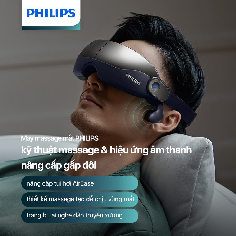 Máy Massage Mắt PHILIPS 2702 [Bảo Hành 24T] massage bằng túi khí AirEase, Hỗ trợ kết nối bluetooth.