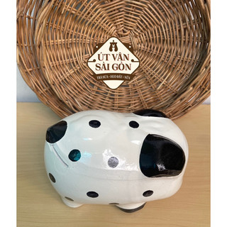 Heo đất tiết kiệm chó đóm trắng size M ( 18x10x13 )