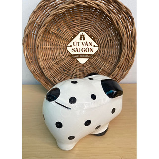 Heo đất tiết kiệm chó đóm trắng size M ( 18x10x13 )