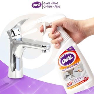 Tẩy Cặn Canxi Nhà Tắm OVAL POWER 500ML Tẩy Cặn Canxi Kính Vòi Sen Bồn Rửa Mặt Gương Soi Hồ Cá Chai Xịt Tẩy Đa Năng