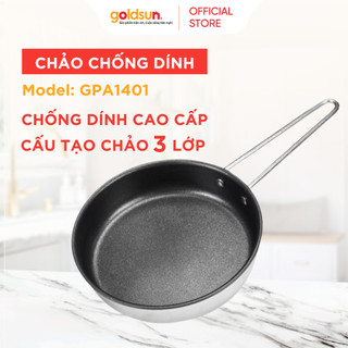 Chảo inox chống dính goldsun 3 lớp đáy từ sử dụng trên mọi loại bếp gpa1401