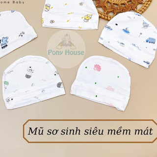 Mũ Sơ Sinh Chất Cotton Thun Lạnh Siêu Mềm, Mát Cho Bé Trai, Bé Gái Sơ Sinh Từ 0-3 Tháng