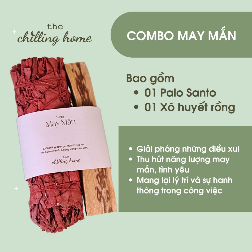 Combo Thanh Tẩy Thu Hút May Mắn (Xô Huyết Rồng & Palo Santo)
