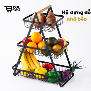 Giỏ đựng hoa quả để bàn, kệ đựng đồ nhà bếp đa năng thiết kế 3 tầng trẻ trung sang trọng Boxhome