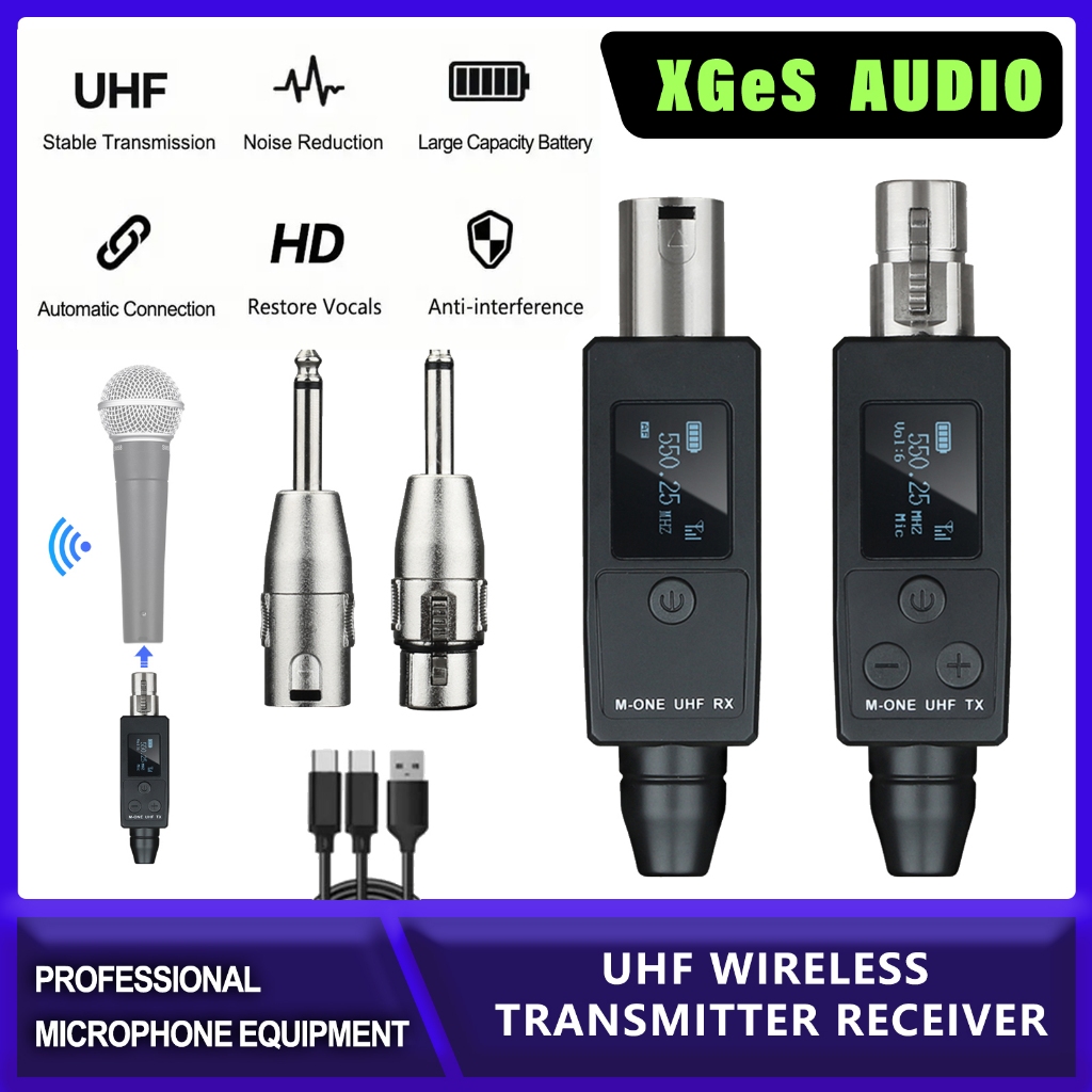 UHF Bộ Thu Phát Tín Hiệu Âm Thanh Không Dây Có Thể Sạc Lại Cho Micro Dynamic Microphone