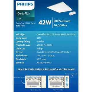 Đèn LED Panel Philips Ánh Sáng Trắng Bảo Hành 2 Năm (1 Đổi 1)