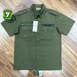  Áo Sơ Mi Nam Kaki Cộc Tay Túi Hộp Màu Xanh Rêu   Họa Tiết   Đen - Mã A205 