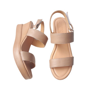 Giày xăng đan nữ đế xuồng da bò thật cao cấp VI VI .Đế cao 6 phân êm nhẹ