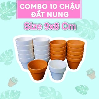 COMBO 10 Chậu Đất Nung 9x8 Cm Trồng Sen Đá - Xương Rồng- Cây Để Bàn