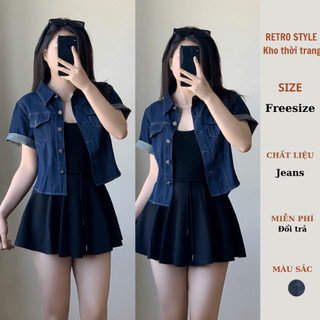 Áo jean nữ dáng croptop kèm 2 túi nhỏ cá tính - Retrostyle - Aojeancrt7019_P0K17
