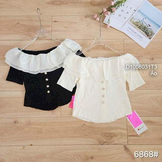 Áo len croptop trễ vai tay ngắn, áo len nữ viens store