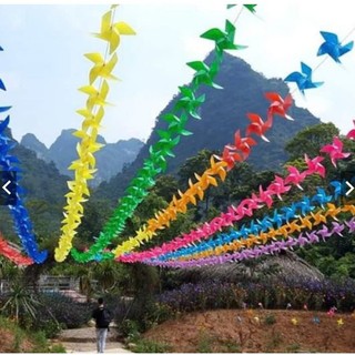 100 Chong Chóng Nhựa 7 Màu 4 Cánh 24cm Treo Dây Trang TríTtrường Học,Mầm Non,Khu Du Lịch