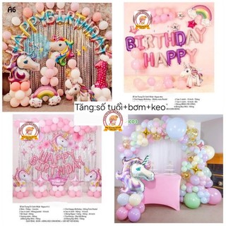 (SÉT Y HÌNH)Set Trang Trí Sinh Nhật Tuổi Ngựa - Bóng Bay Sinh Nhật - Sinh Nhật Bé Gái Tuổi Ngựa - Combo Sinh Nhật Đẹp ☎️