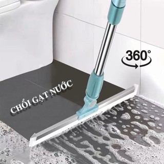 Chổi Quét Nhà Chổi Gạt Kính Loại Dài Chổi Quét Nước, Cây Lau Nhà Chống Trơn Đa Năng Màu Xanh