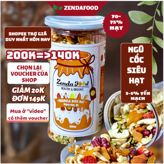 Ngũ cốc dinh dưỡng 5% yến mạch zendafood, granola siêu hạt 500gram