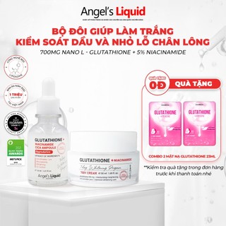 Bộ Sản Phẩm Serum, Kem Dưỡng Trắng Se Khít Lỗ Chân Lông Angel's Liquid Glutathione Plus Niacinamide Serum & Cream