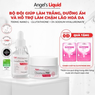 Bộ đôi serum, kem dưỡng trắng da, cấp ẩm đa tầng angel's liquid glutathione 700mg + 5% ha serum 30ml & cream 50ml