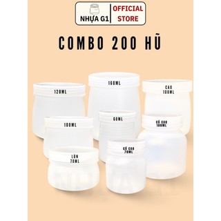 Combo 200 hũ đựng sữa chua Nhựa G1 kèm nắp